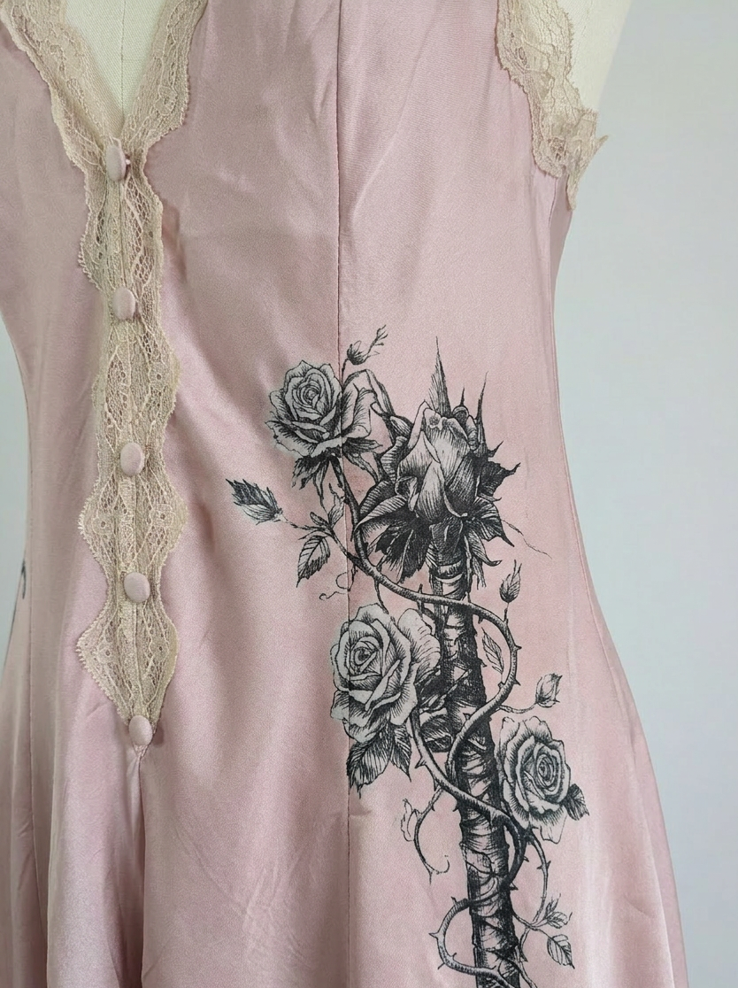 Dagger & Mace Satin Slip Dress – Dusty Pink Gothic Elegance size 8 , Size 14