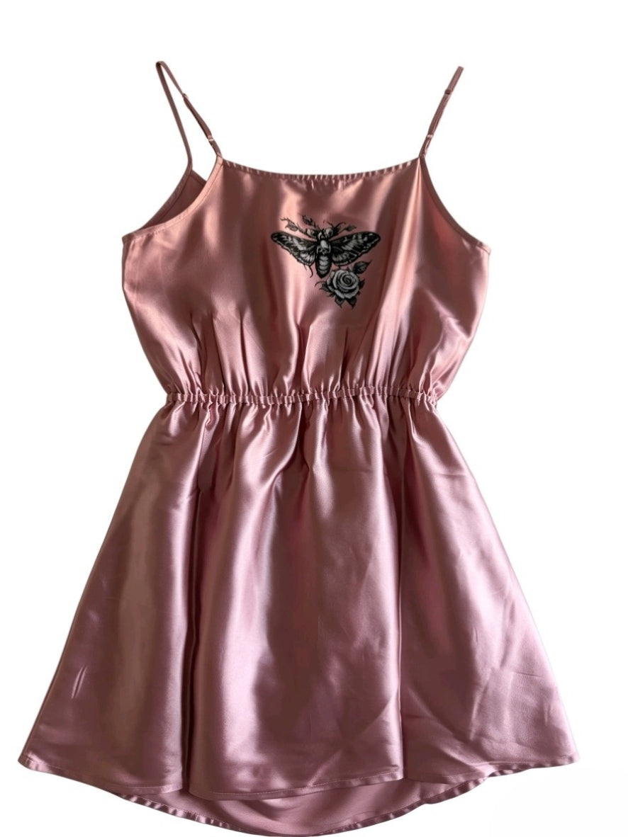Pink Satin Cut Out Mini Dress | Lace Detail | Butterfly Size small 8-10