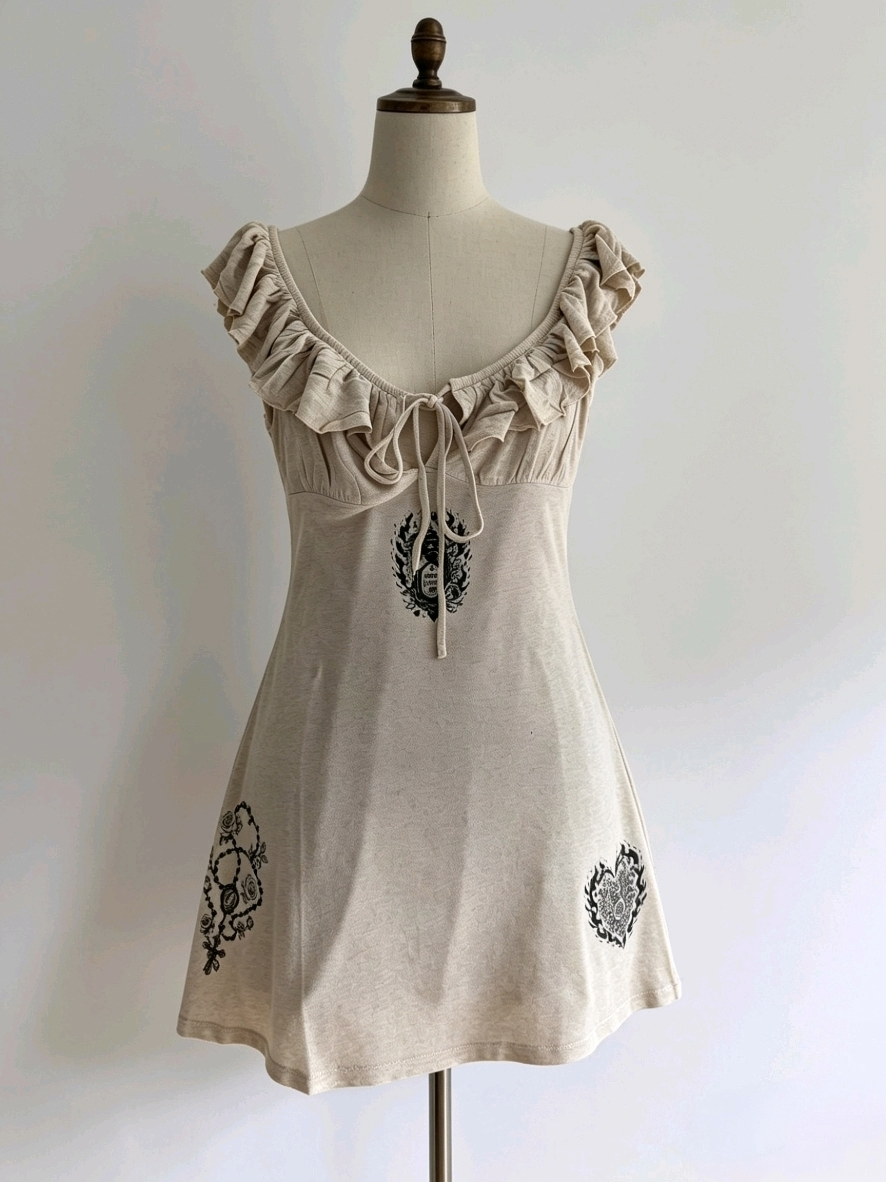 Gothic Devotion  Ruffle Mini Dress - Size 12