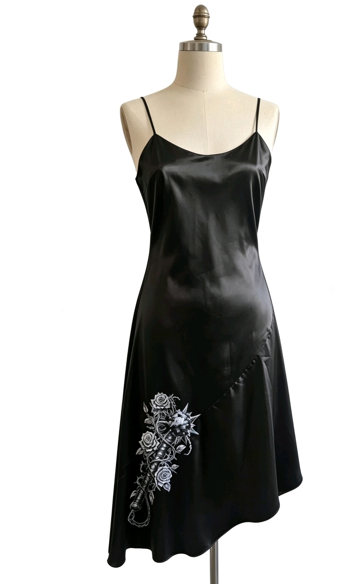 Dagger of the Night Satin Slip Dress - Size 18