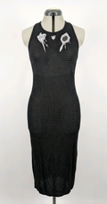 Black Gothic Textured Midi Dress – Size 20