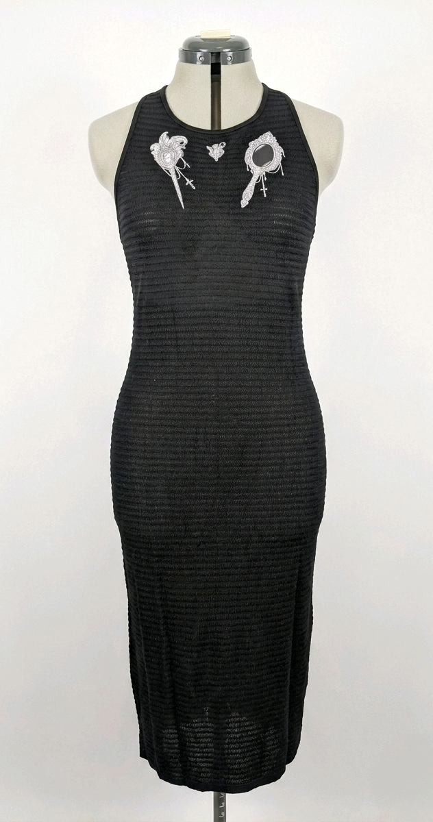 Black Gothic Textured Midi Dress – Size 20