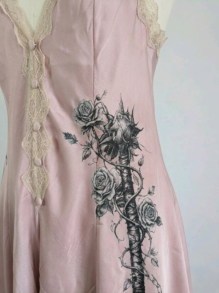 Dagger & Mace Satin Slip Dress – Dusty Pink Gothic Elegance size 8 , Size 14