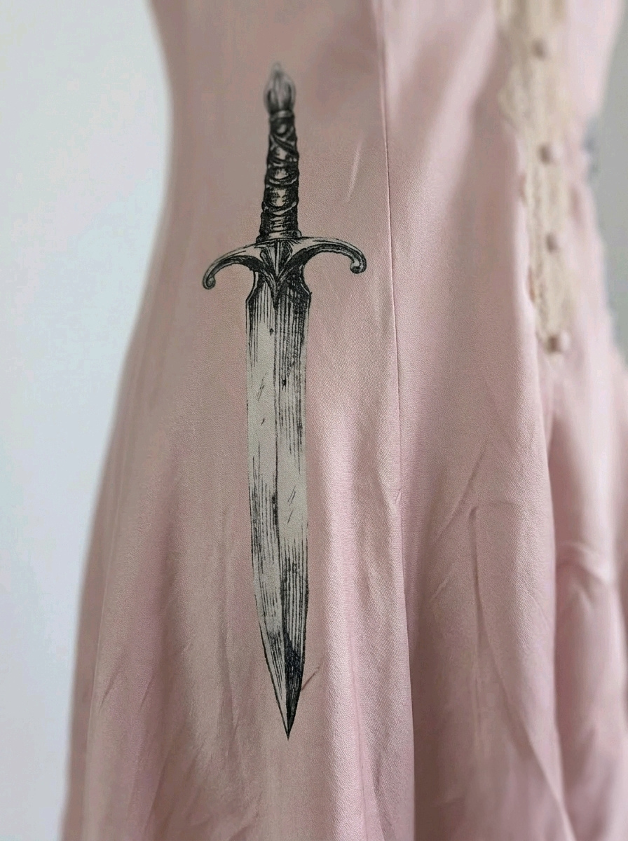 Dagger & Mace Satin Slip Dress – Dusty Pink Gothic Elegance size 8 , Size 14