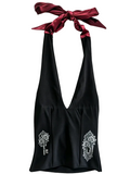 Key & Lock Halter Neck -  Gothic Rose & Key Print  -Size XS 4-6 UK