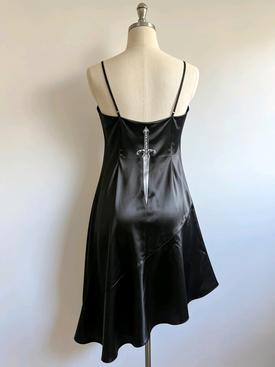 Dagger of the Night Satin Slip Dress - Size 18