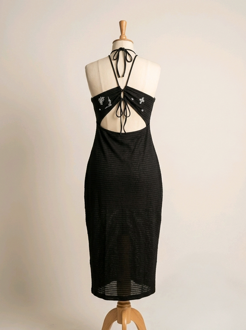 Black Gothic Textured Midi Dress – Size 20