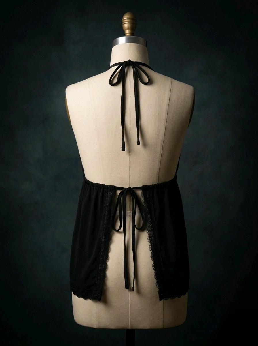 Backless Black Dagger & Rose Lace Camisole – Dark Romance Adjustable Top - Size L- 14 - 16 UK