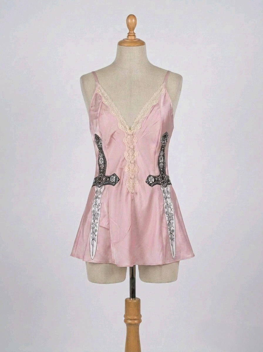 Seeing Daggers Pink Dress – Gothic Romance &amp; Dark Elegance