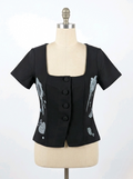 Ornate Gothic Black Fitted Top – Dark Romance - Size 8