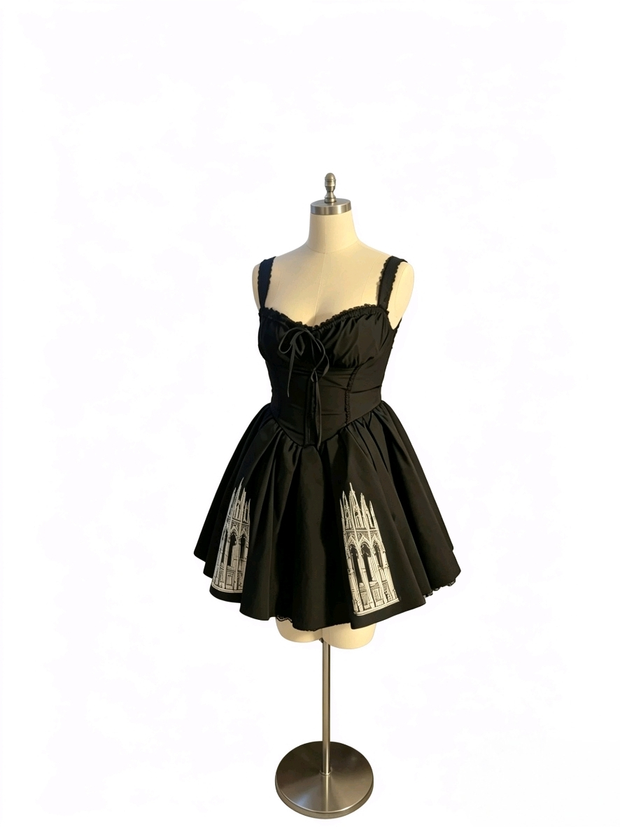 Pre-order Gothic Cathedral Print Mini Dress
