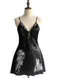 Secrets of the Crypt -  Black Satin Robyn Dress Size 8-10