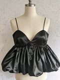 Black Satin Cross and Bug Bubble Hem Cami - Size 12